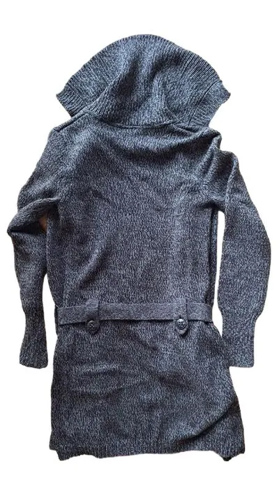 Tom Tailor Damen Strickjacke Kapuze Gürtel Gr. 34/XS Grau Meliert