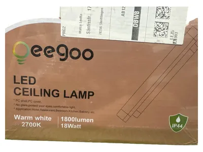 Oeegoo LED Deckenleuchte 18W 1800lm Warmweiß 2700K IP44 Deckenlampe