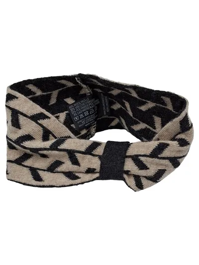 Zwillingsherz Damen Stirnband Wolle Kaschmir Beige Schwarz One Size