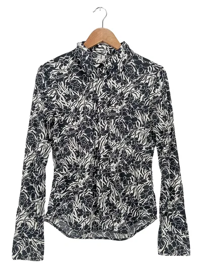 Arket Hemdbluse Damen Gr. 38/M Mehrfarbig Floral Modern Langarm