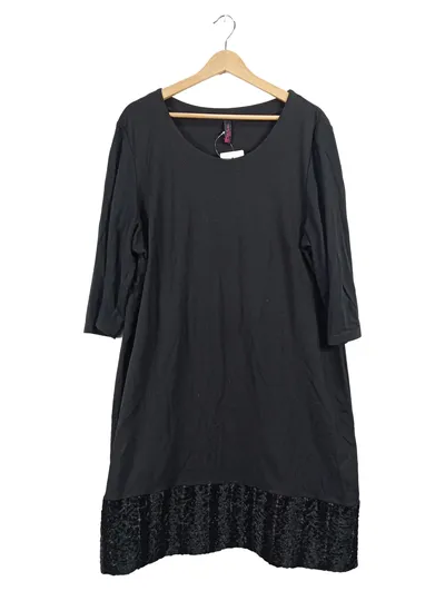 Ulla Popken Event Damen Kleid Gr. 46/48 Schwarz Spitzensaum Elegant