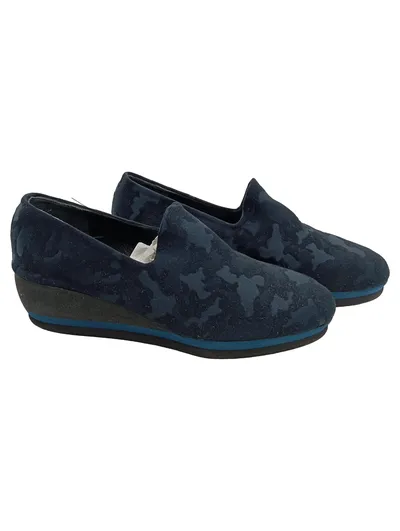 Thierry Rabotin Damen Slipper Keilabsatz Blau Camouflage Gr. 37,5 Italy