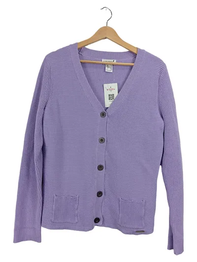 Collection L Strickjacke Damen Gr. 38 Lila Baumwolle V-Ausschnitt