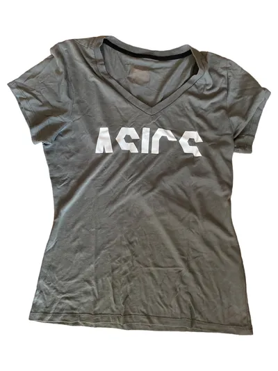 Asics Sport Shirt Damen Gr. 36/S Grau Logo-Print