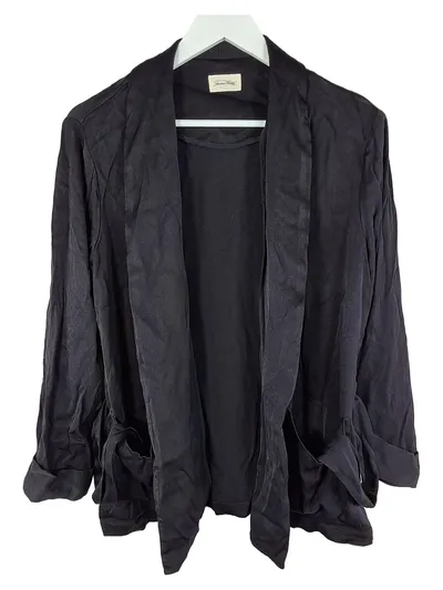 American Vintage Strickjacke Damen 3/4 Arm Offen Asymmetrisch Schwarz M