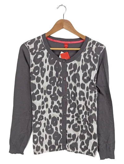 Miss Captain Strickjacke Damen Gr. 40 Leopard Grau Baumwolle NEU