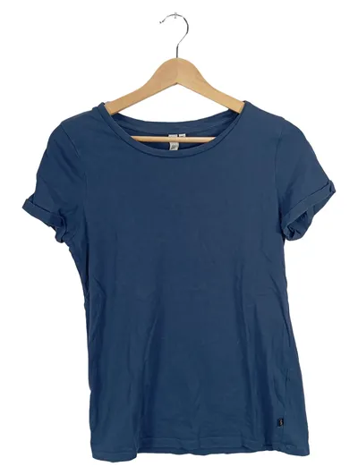 Q/S designed by Damen T-Shirt Blau Baumwolle Basic Kurzarm Gr. S