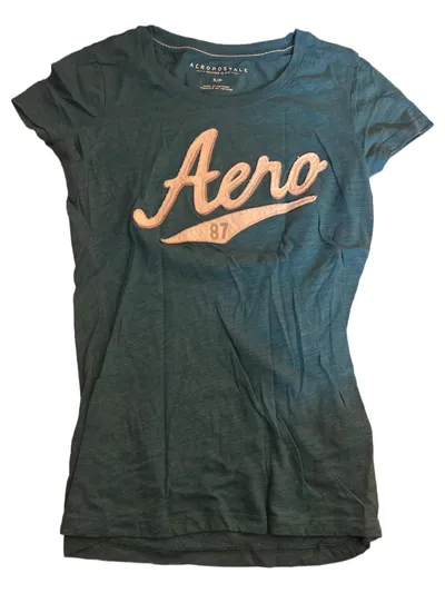 Aéropostale Damen T-Shirt Aero 87 Gr. 36/S Blau Casual Kurzarm
