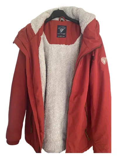 Blue Flame Damen Outdoorjacke Rot L Kapuze Reißverschluss Polyester