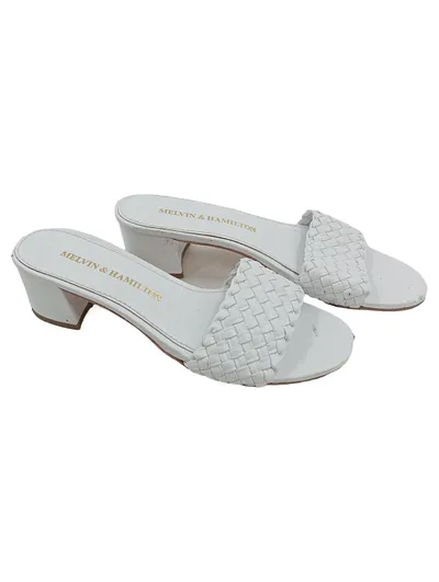 Melvin & Hamilton Damen Sandalen Pantoletten Weiß Leder Gr. 38 Geflochten