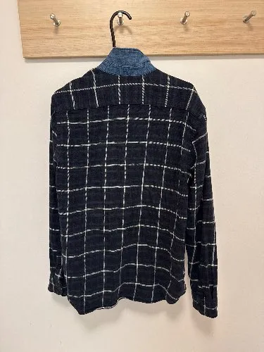 Levi's Herren Flanellhemd Kariert Blau Gr. M Denim-Kragen Baumwolle