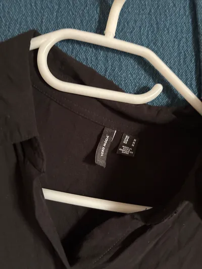 VERO MODA Damen Bluse Hemdbluse Gr. M/38 Schwarz Langarm Viskose