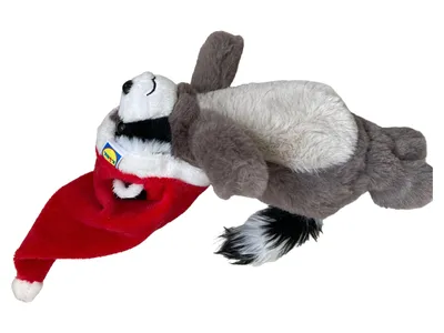 DELTA SPORT Kuscheltier Waschbär mit Weihnachtsmütze Plüschtier 25cm