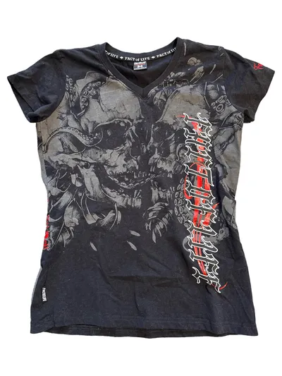 Fact of Life Damen T-Shirt Schwarz Streetwear Gr. 38/M Grafisches Muster