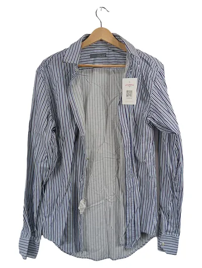 Zara Man Herren Freizeithemd Gr. L Blau Weiß Gestreift Baumwolle