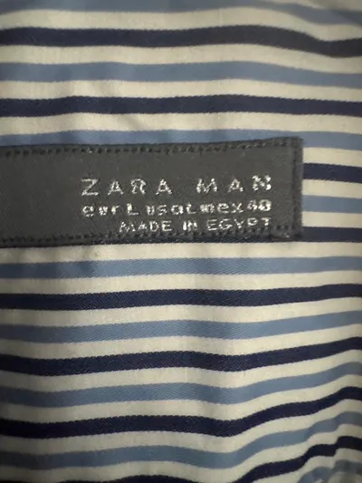 Zara Man Herren Freizeithemd Gr. L Blau Weiß Gestreift Baumwolle