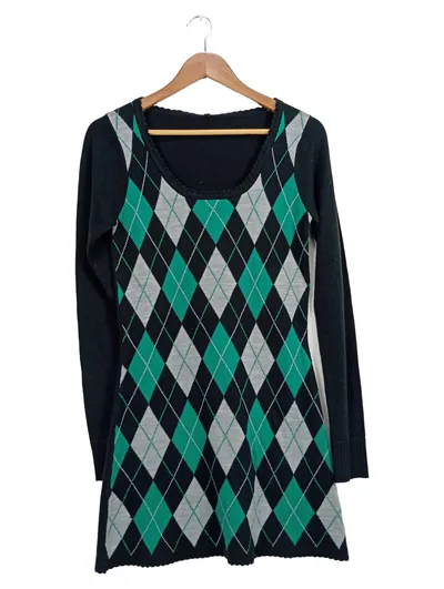 Fishbone Damen Freizeitkleid Argyle Muster Mehrfarbig Gr. 34/XS