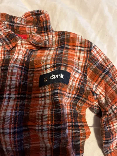 Esprit Baby Freizeithemd kariert orange Langarm Baumwolle Gr. 80