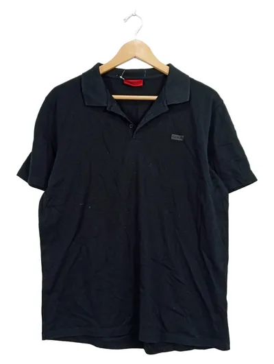 HUGO Hugo Boss Herren Poloshirt Schwarz Gr. L Baumwolle Basic