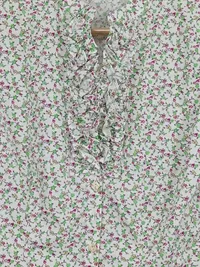 Almsach Trachtenbluse Damen Blumenmuster Rüschen Kurzarm Baumwolle Weiß S 3