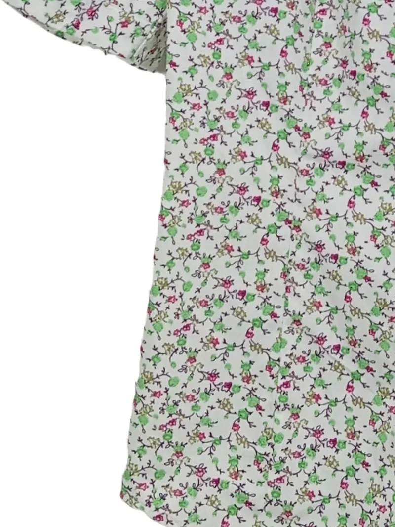 Almsach Trachtenbluse Damen Blumenmuster Rüschen Kurzarm Baumwolle Weiß S 4