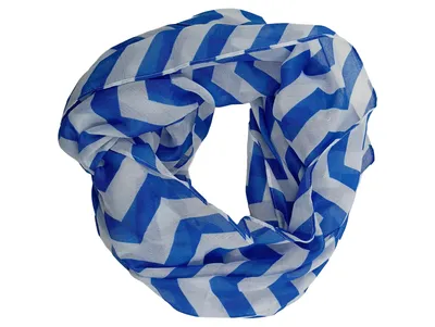 CECIL Loop Schal Damen Blau Weiß Zickzack Muster Polyester 70x180 cm