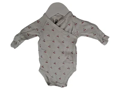 Sanetta Baby Body Gr. 50 Wickelbody Langarm Kirschen Bio Organic Weiß