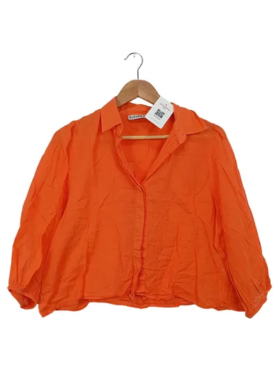 Eleven Wishes Damen Bluse Orange Baumwolle Gr. 38/M Casual Langarm