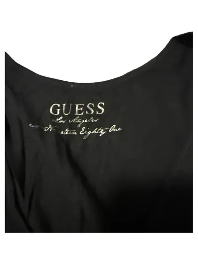GUESS Damen Top Schwarz Gr. S Strasssteine Glitzer Logo Tanktop