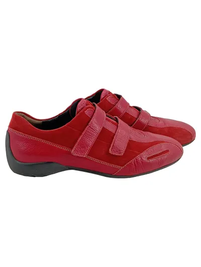 Paul Green München Damen Sneaker Low Rot Leder Klettverschluss Gr. 40