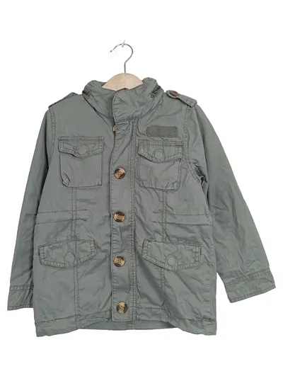 Under Kinder Outdoorjacke Feldjacke Militärstil Gr. 134 Grau Baumwolle