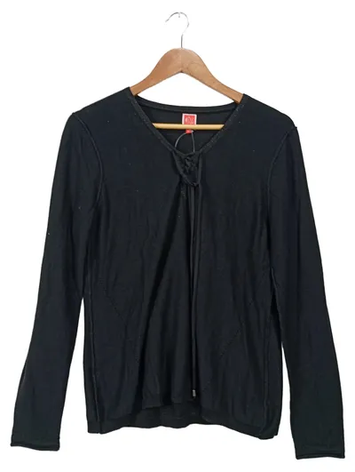 Miss Captain Trend Damen Strickjacke Gr. 40/L Schwarz Schnürung