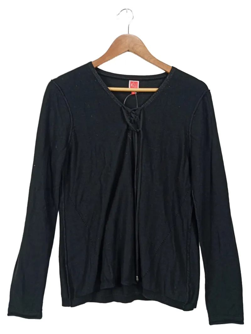 Miss Captain Trend Damen Strickjacke Gr. 40/L Schwarz Schnürung 1