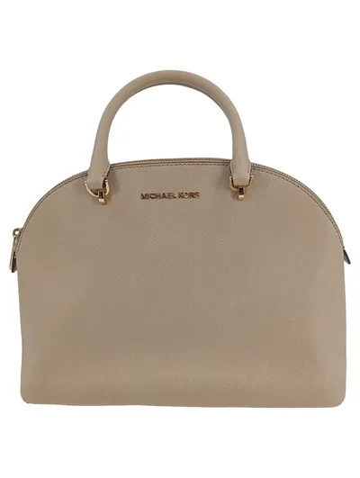 Michael Kors Damen Henkeltasche Cynthia Satchel Beige Leder Elegant Handtasche