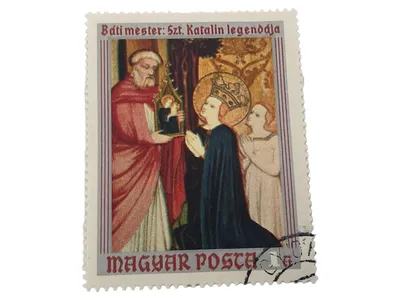 Briefmarke Magyar Posta Bati mester: Legende der Heiligen Katharina Mehrfarbig