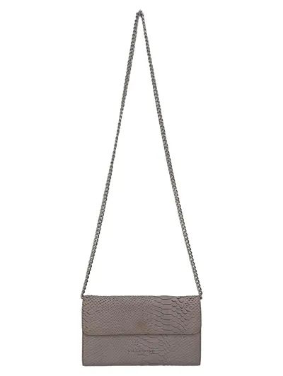 LIEBESKIND Umhängetasche Damen Grau Leder Schlangenmuster Kette 23x13 cm Elegant