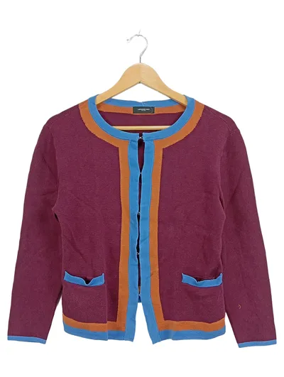 Lawrence Grey Damen Strickjacke Cardigan Gr. S Bordeaux Blau Orange Baumwolle