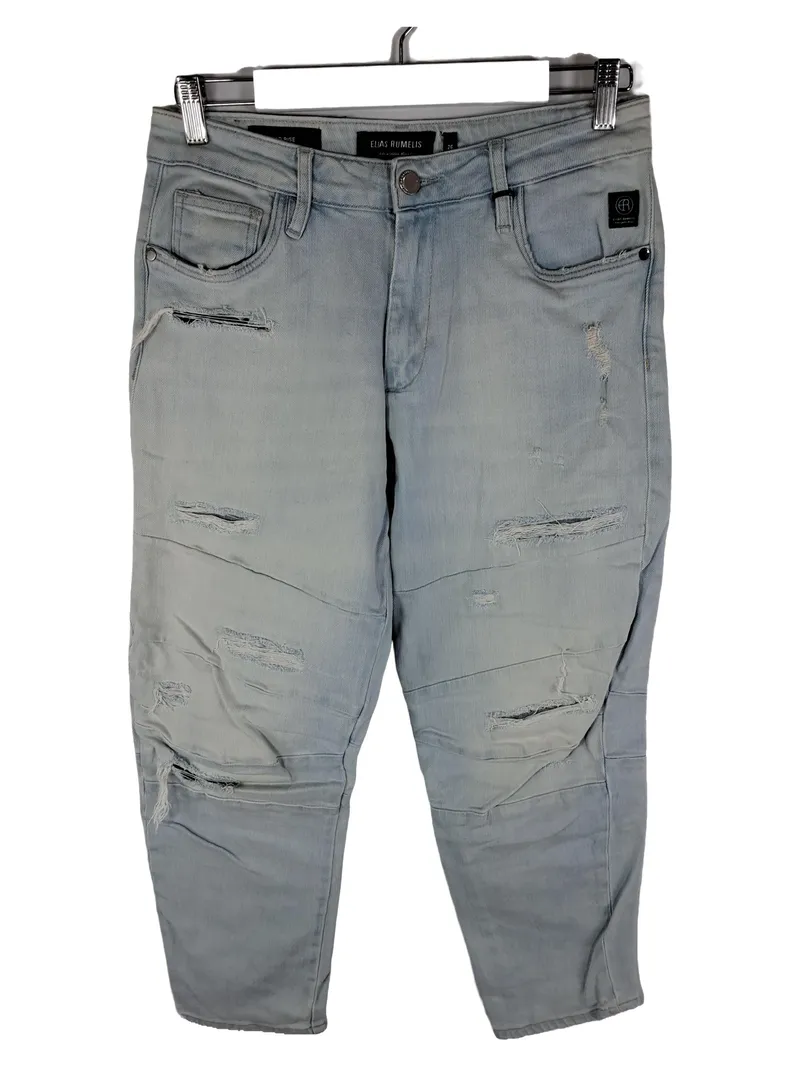 ELIAS RUMELIS Damen Jeans Slim Fit W26 Destroyed Look Hellblau 1