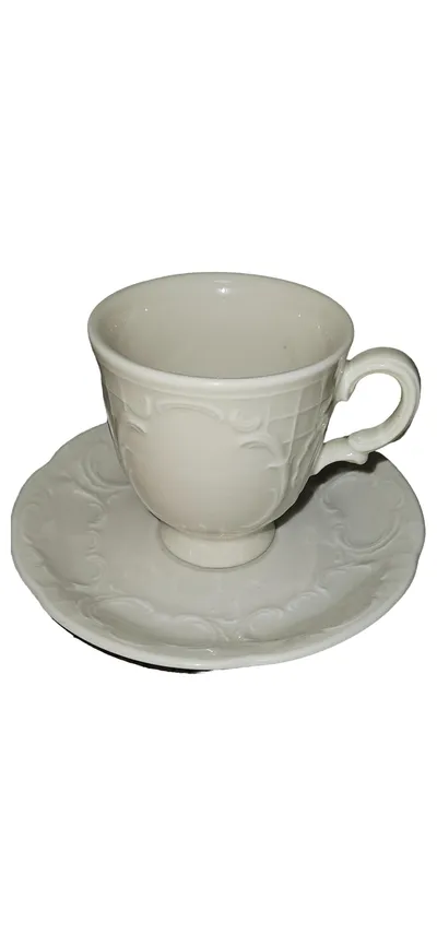 BAUSCHER Tasse mit Untertasse Porzellan Weiß Klassisch Kaffee Tee Set