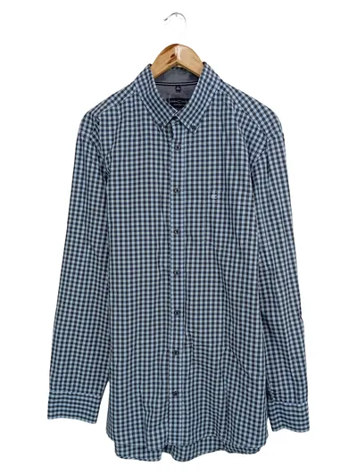 CASAMODA Herren Business Hemd Comfort Fit Gr. XL 43/44 Kariert Blau Baumwolle
