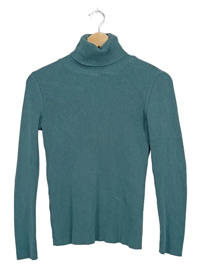Herrlicher Rollkragenpullover Damen Gr. XS Petrol Rippstrick Viskose