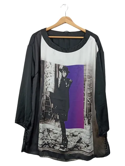 FIORELLA RUBINO Damen Bluse Shirt Gr. 44 Schwarz Modern Grafisch