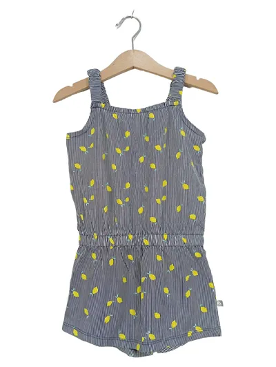 LIEGELIND Mädchen Jumpsuit Gr. 92 Blau Gestreift Zitronen Baumwolle