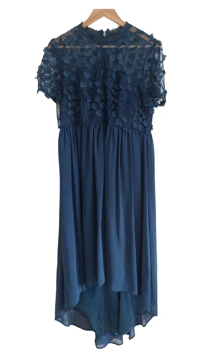 Chi Chi London Damen Festliches Kleid Gr. 42 Blau Elegant Spitze Applikationen