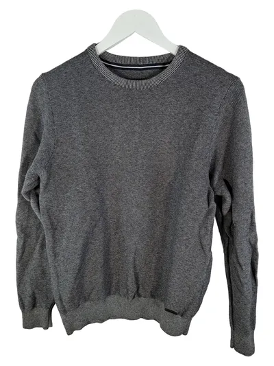 CASAMODA Herren Pullover Grau Meliert Baumwolle Gr. 50 M Langarm Rippstrick