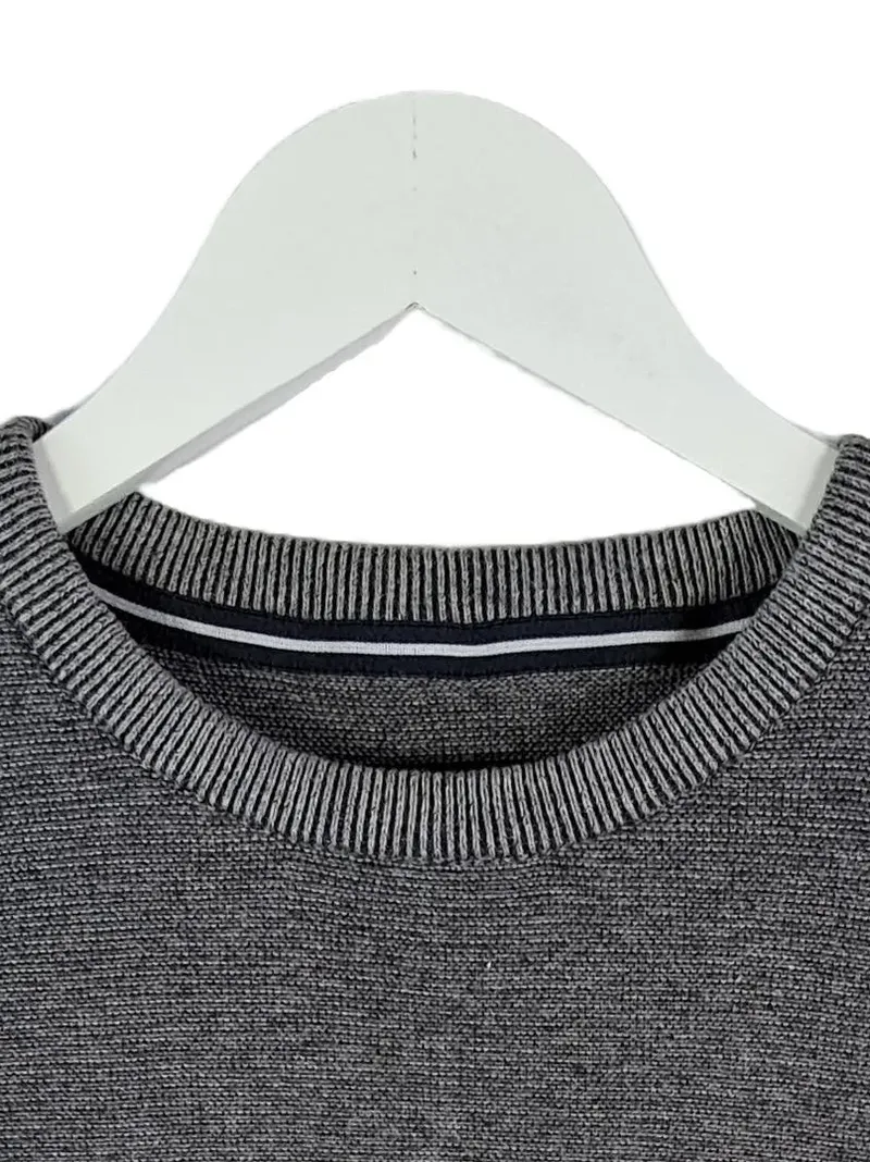 CASAMODA Herren Pullover Grau Meliert Baumwolle Gr. 50 M Langarm Rippstrick 2