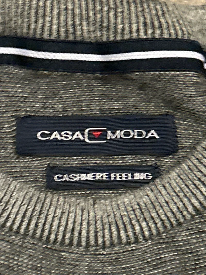 CASAMODA Herren Pullover Grau Meliert Baumwolle Gr. 50 M Langarm Rippstrick 4