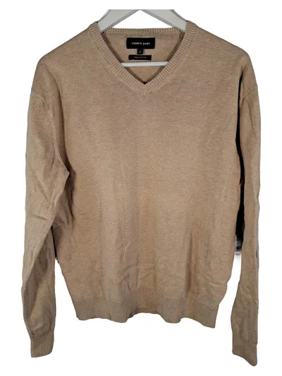 Andrew James Herren Pullover V-Ausschnitt Beige Baumwolle Gr. L/52