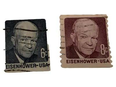Briefmarken USA Eisenhower 6c & 8c Vintage Sammler gestempelt