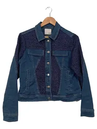 TREND BY CAPTAIN TORTUE Damen Jeansjacke Tweed Glitzer Gr. 40 Blau 1
